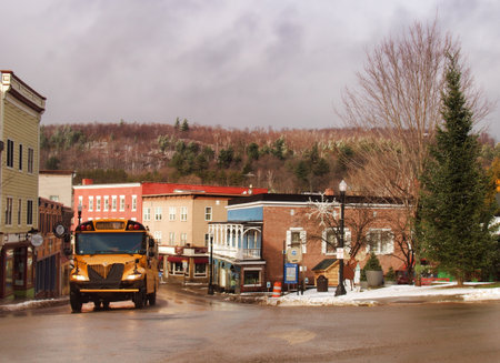 Saranac Lake , New York, USA. January 19, 2017. The beautiful small village of Saranac Lake, New York located in the Adirondack State Park in wintertimeのeditorial素材