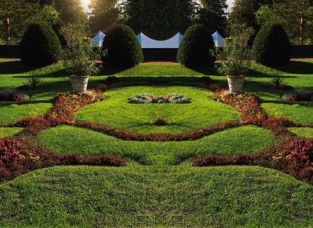 wedding reception tent evening before ceremony  の写真素材