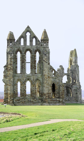 Historical Whitby Abbey ruins, North Yorkshireの写真素材