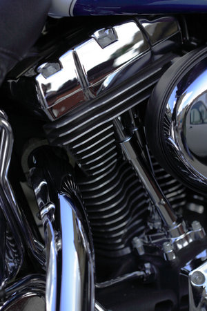 Shiny chrome engine motorcycle