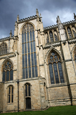 Vertical view of York Minster York England on a grey dayの写真素材