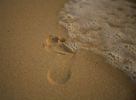 Footprint in the sand Mombassa Kenya Africaの写真素材