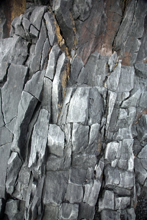 Grey volcanic rock face of cliff on Snaefellsnes Peninsular Icelandの写真素材