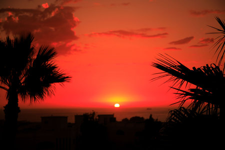 Warm moroccan sunset North Africaの写真素材