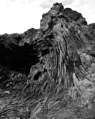 Basalt cliff at Arnarstapi beach Icelandの写真素材