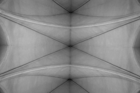 Ceiling of Hallgrimskirkja church Reykjavik Icelandの写真素材