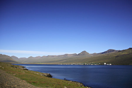 View up lake Lagarfljot Eastern Icelandの写真素材