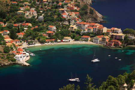 Assos village Kefalonia Greeceの写真素材