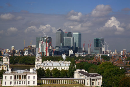 London skyline and construction from Greenwich park