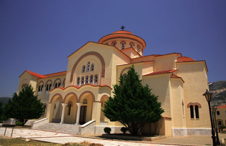 The new Saint Gerasssimos Monastrey Kefalonia Greeceの写真素材