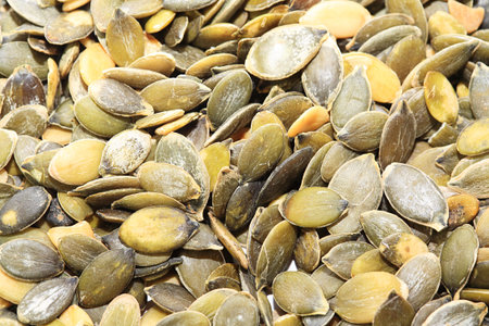 Close up of pumpkin seedsの写真素材