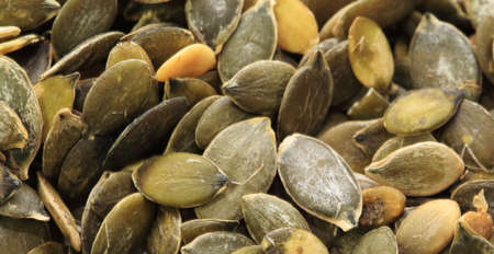 Pumpkin seeds very close upの写真素材