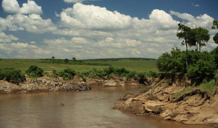 Mara River in Masai Mara Kenya Africaの写真素材