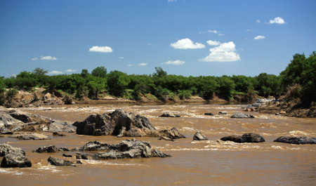 View up Mara River in Kenya Africaの写真素材