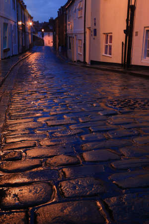 Wet cobbles of Whitby North Yorkshireの写真素材