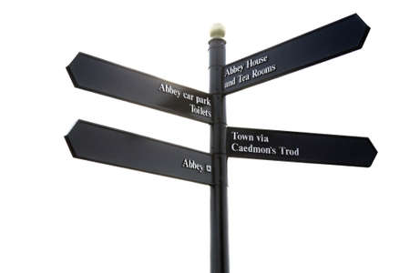 Whitby signpost pointing to the Abbey North Yorkshire England
の写真素材