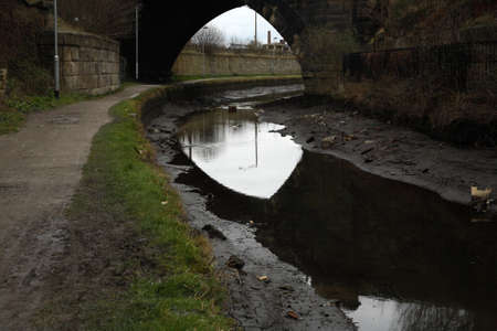 Leeds Canal towpath under a railway bridge West Yorkshire England
の写真素材