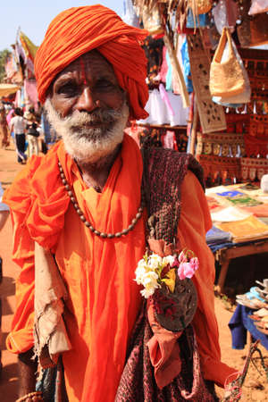 Old man traditionally dressed in Goa India 17 January 2008のeditorial素材