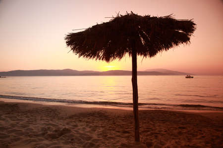 Ag Paraskevi beach at sunset, Skiathos, Greeceの写真素材