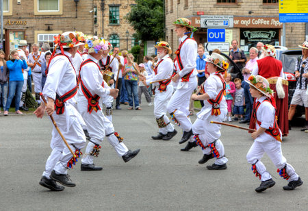 Morris Dancers at the Rushcart Ceremony on the 20th of August, 2011 in Saddleworth, UK のeditorial素材