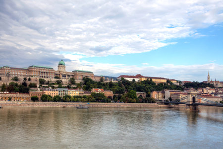 Royal palace and historic buildings in Buda part of Budapest のeditorial素材