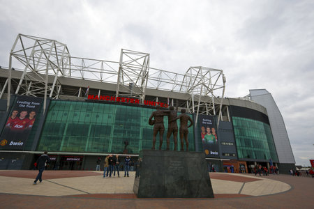 MANCHESTER, UK - April 21: Old Trafford stadium is home to Manchester United one of the wealthiest and most widely supported football teams in the world.  Manchester April 21, 2013.のeditorial素材