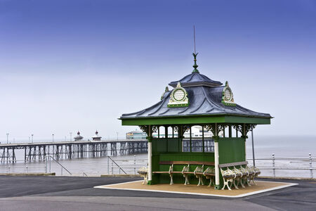 Traditional Victorian shelter on Blackpool promenade, UK  の写真素材
