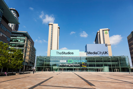 MANCHESTER, ENGLAND - MAY 29, 2016: Media City at the Salford Quays in Manchester, England.のeditorial素材