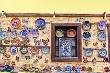 Eastern town street shopping for hand made pottery.の写真素材