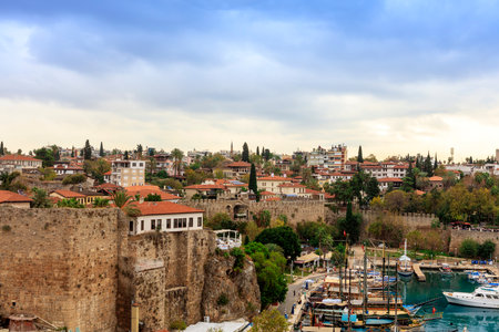 ANTALYA, TURKEY - NOVEMBER 8, 2016: Small marina in the historic Old Town of Antalya, known as Kaleici.のeditorial素材