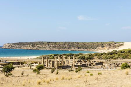 Scenic landscape with ruins of Baelo Claudia is an ancient Roman town on the coast of Spain.