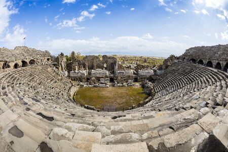 Restoration of 2nd Century AD Roman theater in Side, Turkey.
