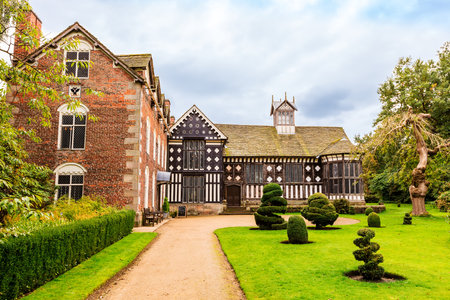 Historic Elizabethan mansion of Rufford Old Hall and garden.のeditorial素材