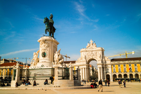 LISBON , PORTUGAL - FEBRUARY 9, 2018: Praca do Comrcio, Commerce Square in English, is Lisbons main...