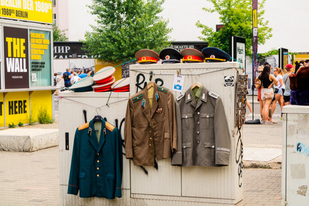 BERLIN, GERMANY - June 10, 2018 :  Original military WW2 uniforms for photography hire by the historic Berlin Wall and Checkpoint Charlie.のeditorial素材
