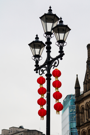 Red lanterns decorations in preparation for Chinese New Year.の写真素材