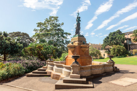 Goddess Diana, Lewis Wolfe Levy Memorial Drinking Fountain, Royal Botanic Garden in Sydney, Australia, erected in 1889.のeditorial素材
