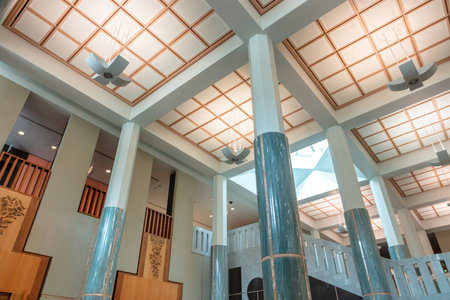 CANBERRA, AUSTRALIA - March 28, 2019: Inside the Marble Entrance Foyer of Parliament House in...