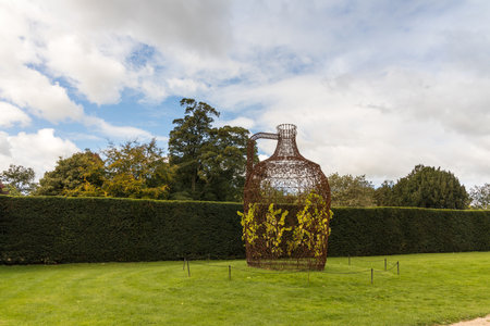 WAKEFIELD, YORKSHIRE, UK - September 25, 2020: Scenic view at the Yorkshire Sculpture Park with modern art pieces displayed in rural setting.  Pavillon de Vin, 2011 by Joana Vasconcelos.のeditorial素材