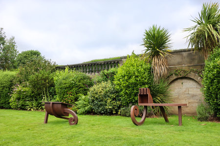 Wakefield, Yorkshire, UK - August, 18, 2021: Outdoor display of two sculptures by Edward Allington...