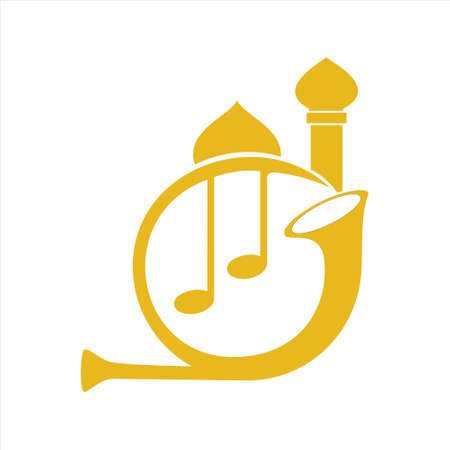 Illustration vector graphic of french horn with turret fit for music visual content, community songs etc.のイラスト素材