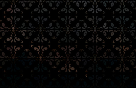 Abstract floral ornament with red roses and pink and blue freesia on black background. vector illustration.のイラスト素材