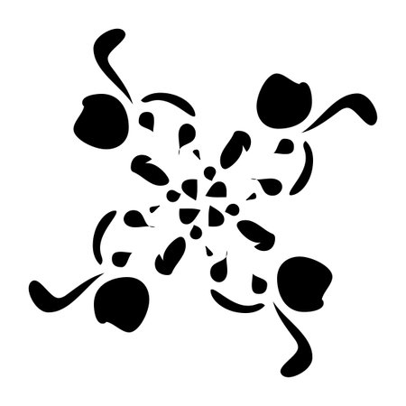 Extended graphic tree logo template with stylized leaves growing from center, vector illustration isolated on white background.のイラスト素材