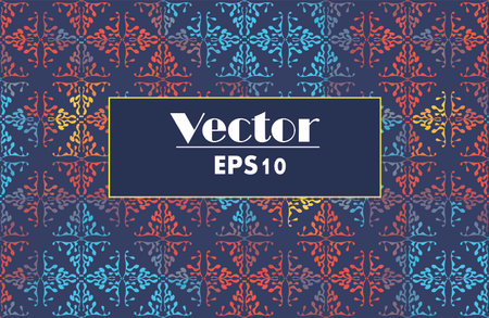 Seamless red and blue floral wallpaper pattern. Floral ornament on blue background. contemporary pattern. wallpaper patternのイラスト素材