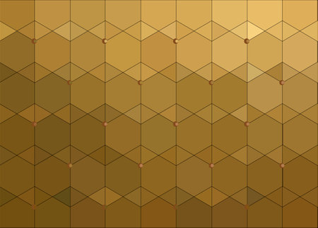 Abstract gold hexagon pattern on gold metalic background. Vector graphic illustration.のイラスト素材