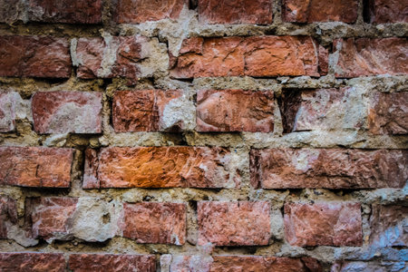 Red old worn brick wall texture background. vintage effect.