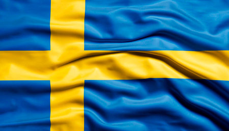 Waving national flag of Swedenの写真素材