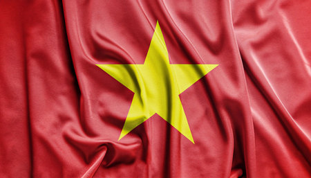 Flag of Vietnam with textureの写真素材