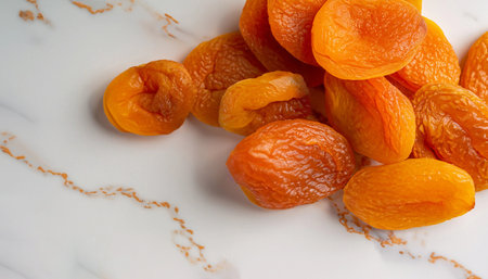 Dried apricots isolated on bright background. Healthy food concept. close up view.の写真素材