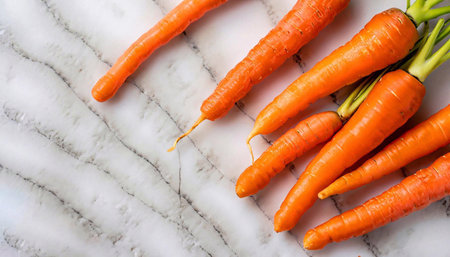 Fresh and sweet carrot on a gray wooden table